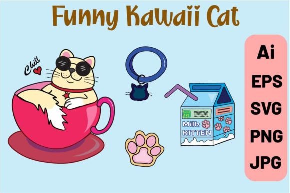 Cute Kawaii Funny Cat Vector Cliparts Review