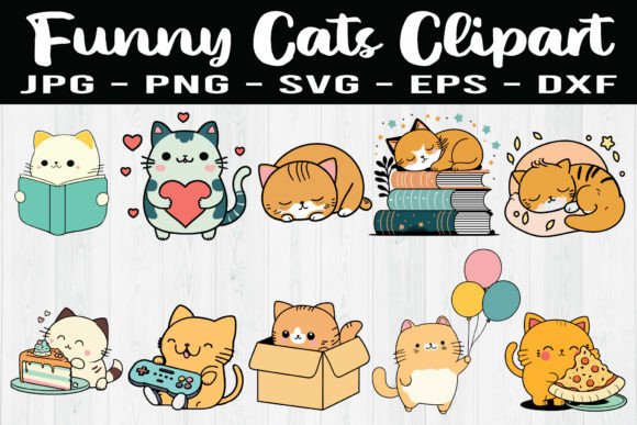 Funny Cats Clipart SVG PNG EPS Review