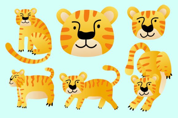 Funny Tiger for Kids Vector Set Review
