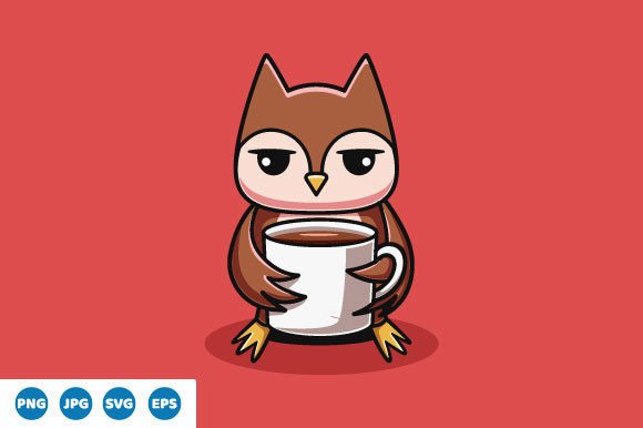 Vector Cute Owl Drink Coffee: Embroidery Review